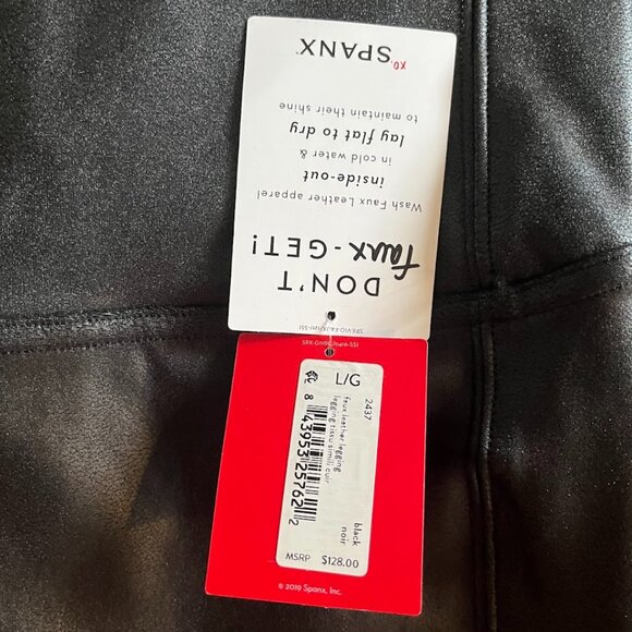 SPANX Faux Leather Leggings - Black / L / Regular (NWT) - Picture 5 of 9